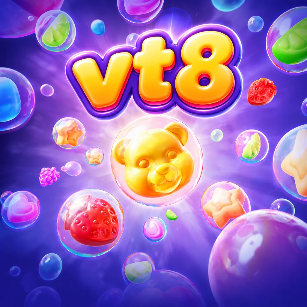 ภาพกราฟิกลูกกวาดผลไม้สีสันสดใสจากเกม Fruity Candy